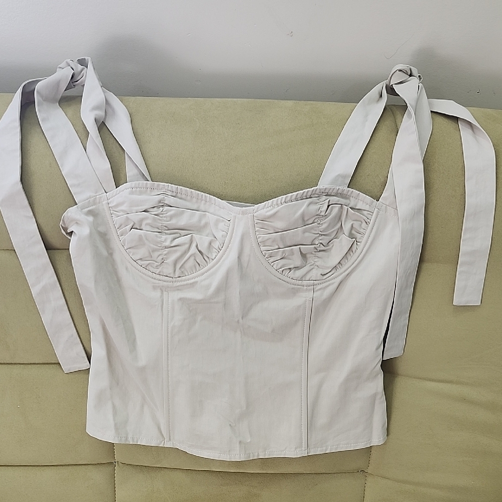 Lioness Nude Tie-Strap Bustier Top